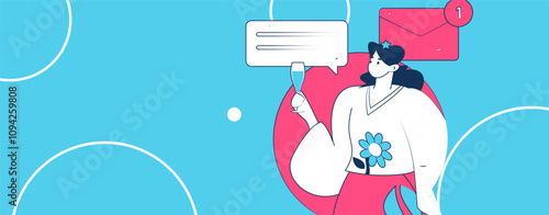 Virtual characters social communication concept business flat vector hand drawn illustration
