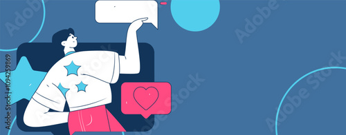 Virtual characters social communication concept business flat vector hand drawn illustration
