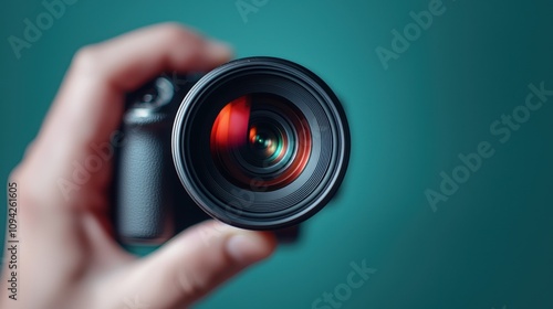 A photographer adjusting the lens of a professional camera, preparing to capture high quality images for a marketing campaign.