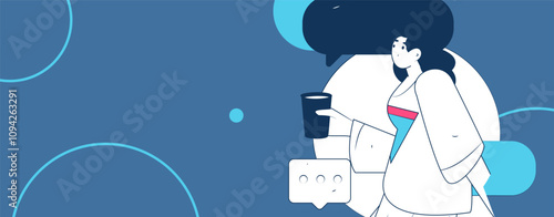 Virtual characters social communication concept business flat vector hand drawn illustration
