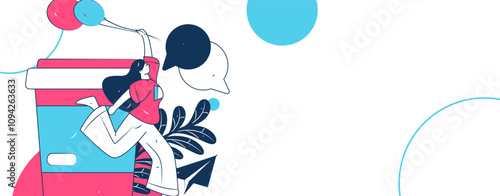 Virtual characters social communication concept business flat vector hand drawn illustration
