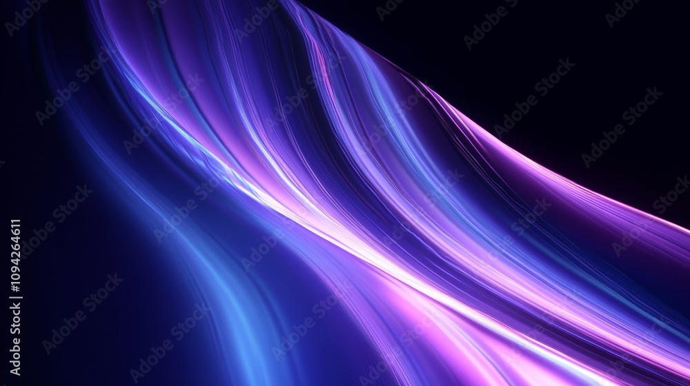Obraz premium Abstract Neon Wave in Motion Dark Background 3D Render Holographic Iridescent Gradient