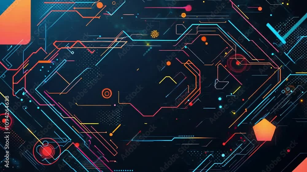 Abstract Digital Background with Colorful Geometric Shapes and Lines Abstract Digital Background with Colorful Geometric Shapes and Lines