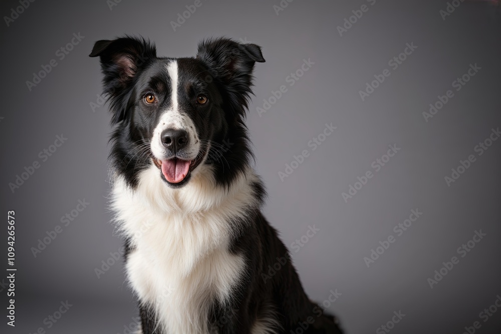 Fototapeta premium Cute and Curious Border Collie Portrait in a Studio Setting
