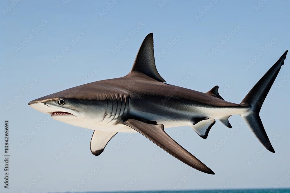 Fototapeta premium Hammerhead Shark Isolated on White Background - Predatory Ocean Fish