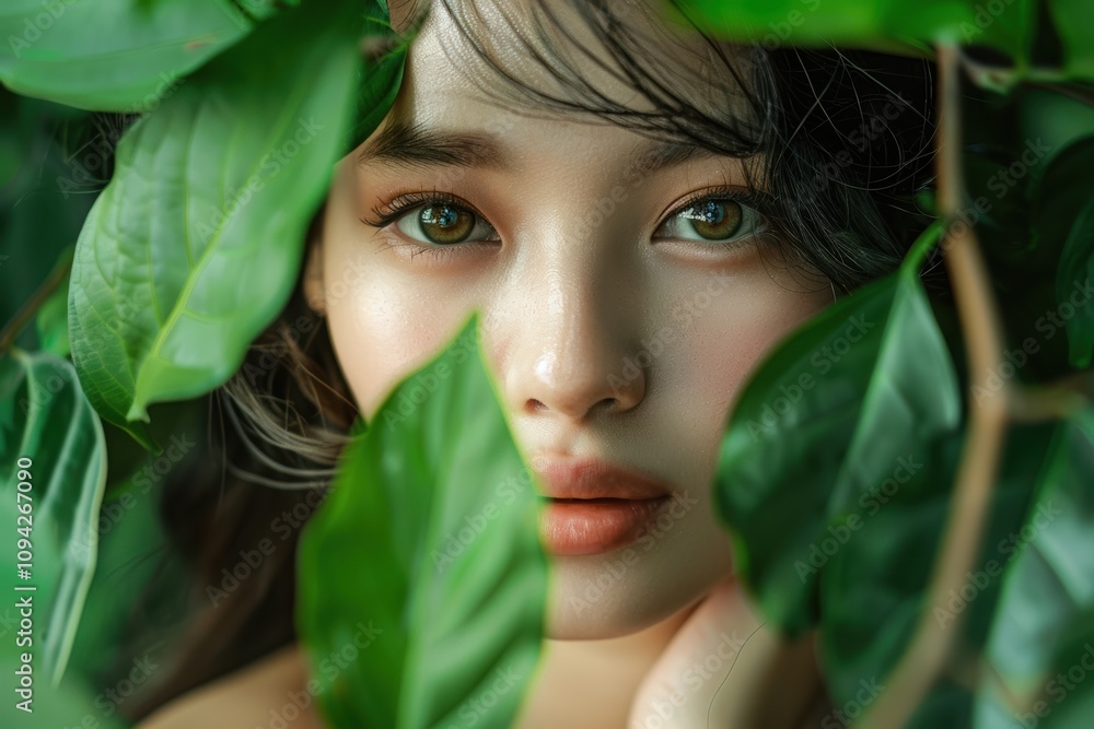 Portrait of a woman with a fresh and natural appearance, showcasing a healthy look Portrait of a woman with a fresh and natural appearance, showcasing a healthy look