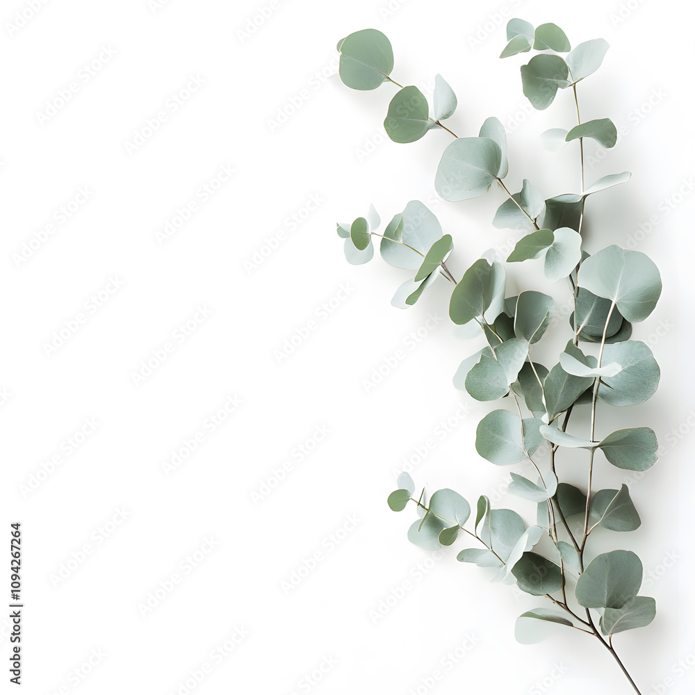 Obraz premium modern 2D doodle cartoon flower concept with open space for text, featuring whimsical floral and leafy elements on crisp white backgrounds.