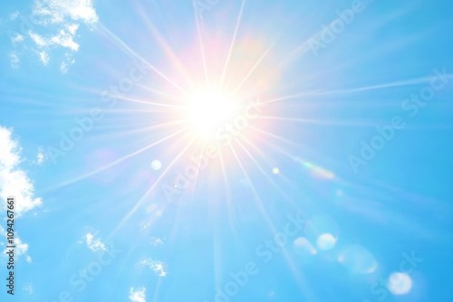 Sunlight Burst Bright Blue Sky Lens Flare Halos Daylight Nature Landscape Optical Effects