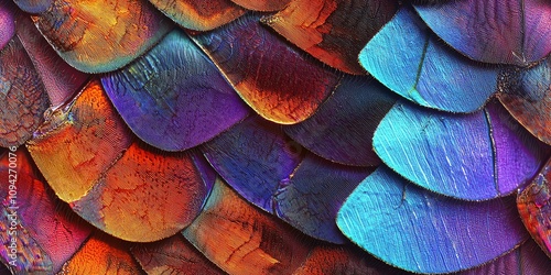 Butterfly scale cells iridescent pattern, chitin structures, wing membrane detail, entomological illustration, rainbow microscopy