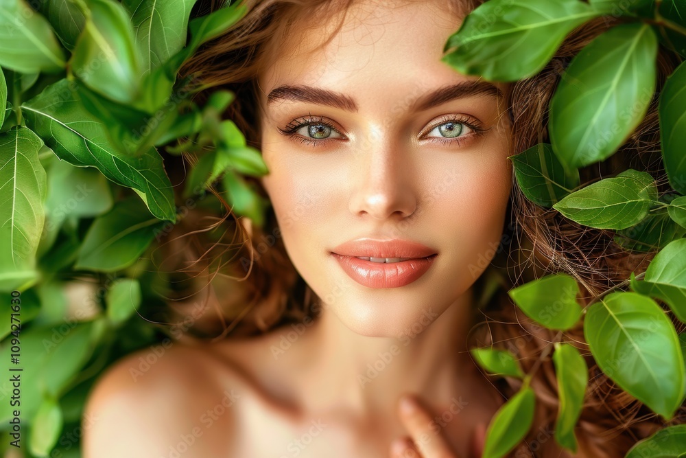 Beautiful woman with glowing skin and a healthy look, exuding a fresh, natural vibe Beautiful woman with glowing skin and a healthy look, exuding a fresh, natural vibe