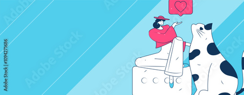 Virtual characters social communication concept business flat vector hand drawn illustration
