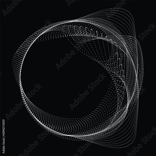 Dots in blob Form . Dotted rounded shape Vector Illustration .Lots of halftones form a ring . Design element . Various halftone dots forming round frame . Liquid blob shape.Abstract Geometric dot art 