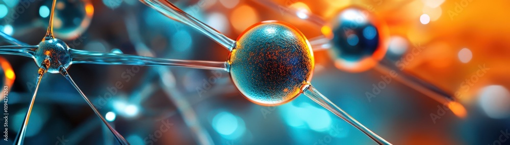 A vibrant close-up of molecular structures showcasing atomic connections in a colorful abstract composition. A vibrant close-up of molecular structures showcasing atomic connections in a colorful abstract composition.