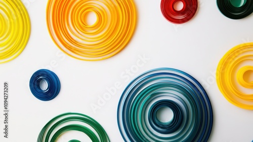 A series of concentric circles of various colors spreading outward from a single point, symbolizing the widening impact of equitable practices, minimalist composition photo