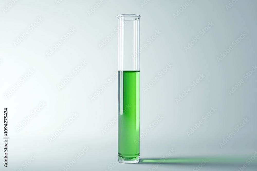Test tube with green liquid. Illustrates science, experiments, or chemistry concepts. Test tube with green liquid. Illustrates science, experiments, or chemistry concepts.