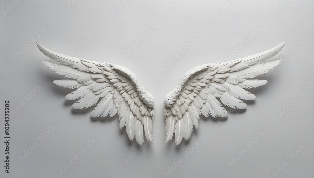 Fototapeta premium white angel wings isolated on a white background