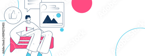 Virtual characters social communication concept business flat vector hand drawn illustration
