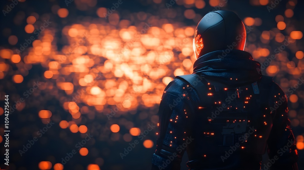 Futuristic Astronaut Bokeh Background Futuristic Astronaut Bokeh Background