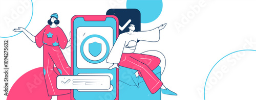 Virtual characters social communication concept business flat vector hand drawn illustration
