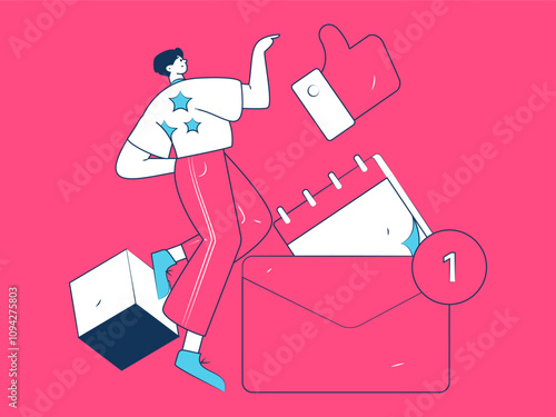 Virtual characters social communication concept business flat vector hand drawn illustration
