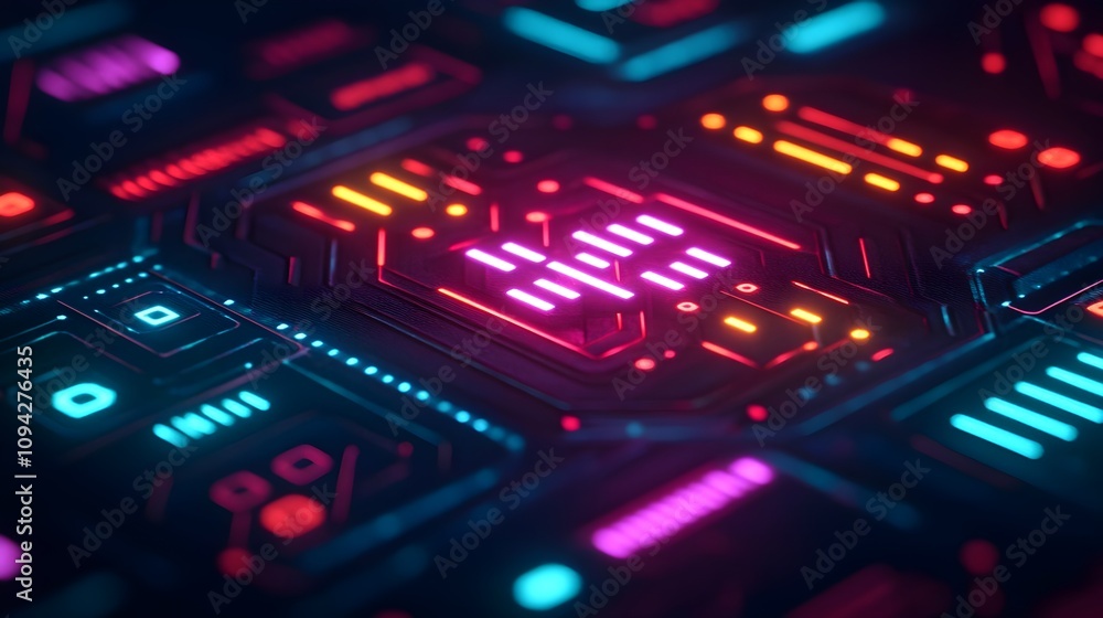 Neon Circuit Board Technology Background