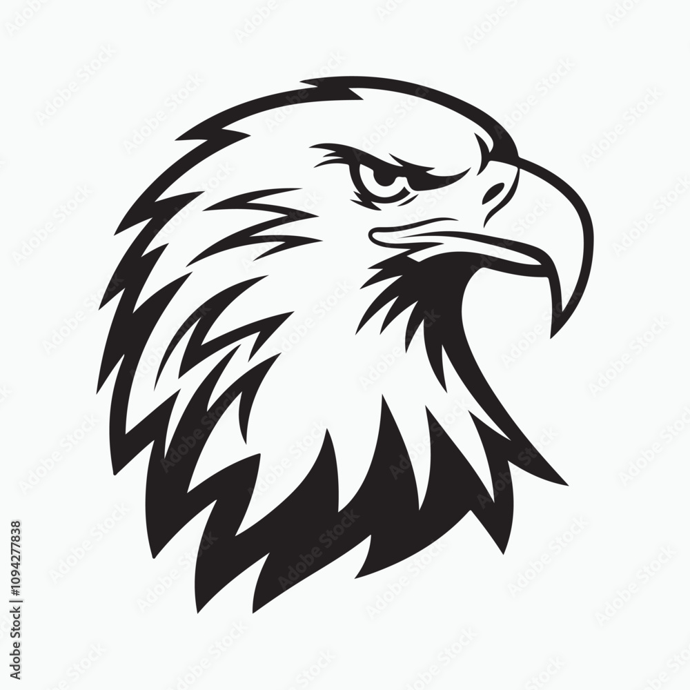 Obraz premium Eagle vector icon silhouette art on white background.