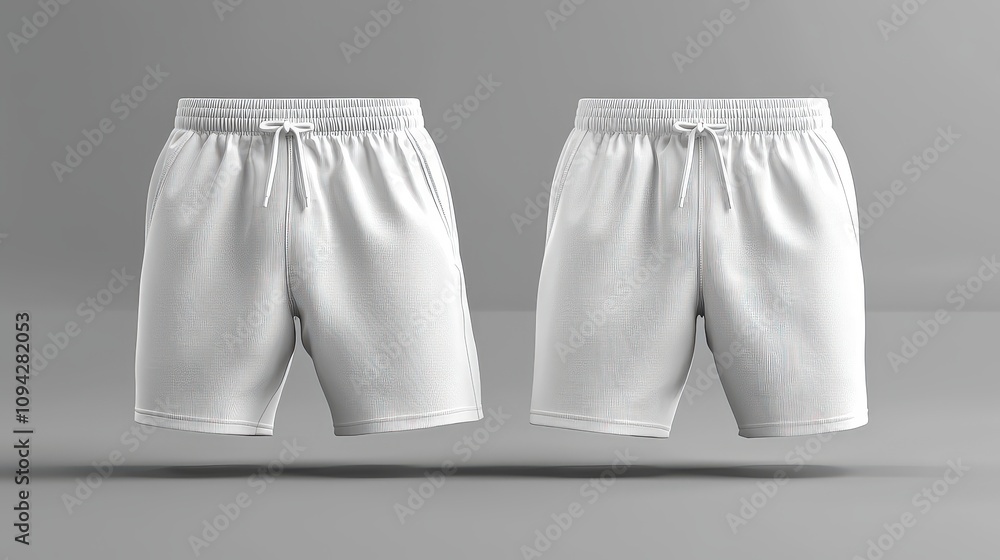 A 3D rendering of blank black men's casual sweatpants mockup, showing both front and side views, designed as an empty template for summer boxers or cargo pants. A 3D rendering of blank black men's casual sweatpants mockup, showing both front and side views, designed as an empty template for summer boxers or cargo pants.