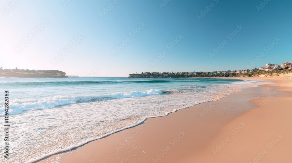 Fototapeta premium Serene beach at sunrise.