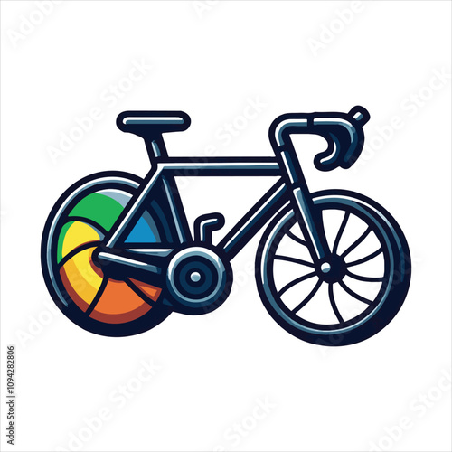 Cycling race competition poster design vector illustration. Cyclist acceleration with colorful motion trails.