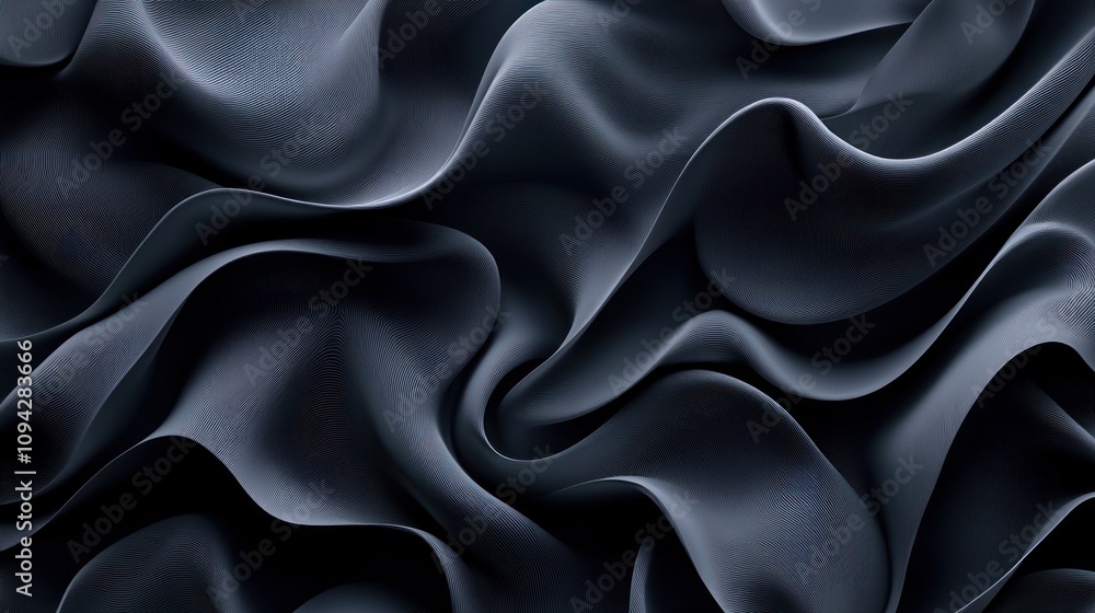 Abstract dark gray fabric with flowing waves and folds, luxurious texture. Abstract dark gray fabric with flowing waves and folds, luxurious texture.