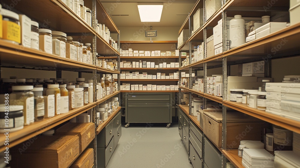Obraz premium Pharmacy Storage with Prescription and OTC Medicines