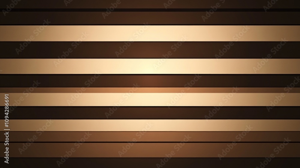 Abstract background with horizontal brown and beige stripes, illuminated from the center. Abstract background with horizontal brown and beige stripes, illuminated from the center.