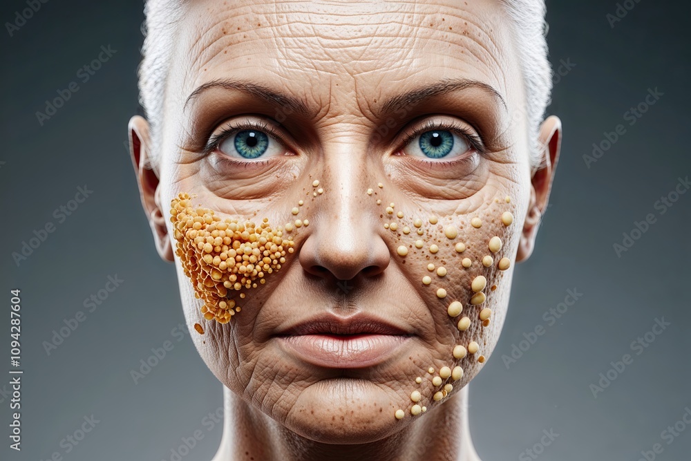 Fototapeta premium Advanced 3D Visualization of Aging Skin Surface and Epidermal Cell Analysis