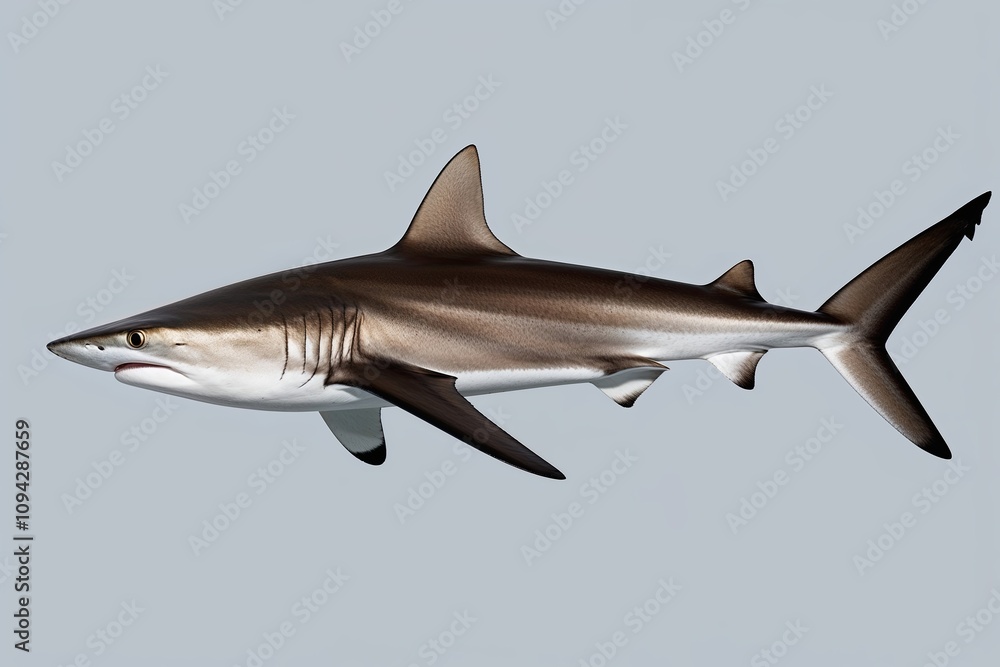 Fototapeta premium Hammerhead Shark Isolated on White Background Predatory Ocean Fish Species