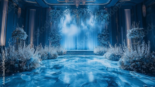 Elegant Blue Wedding Ceremony Venue Decor