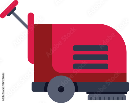 Professional cleaning machine scrubbing floor icon illustration in flat style isolated on white background