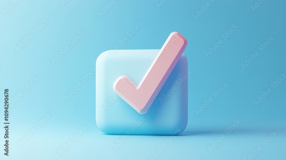 Checkmark button in 3D, minimal style Checkmark button in 3D, minimal style
