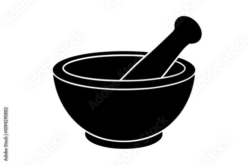 Mortar and Pestle Silhouette Vector Illustration - Traditional Medicine and Healthcare Design