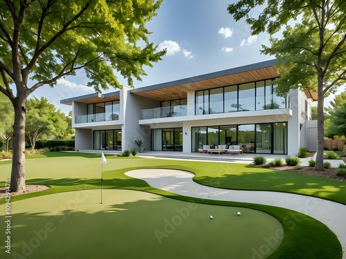 golf course in minimalist home yard