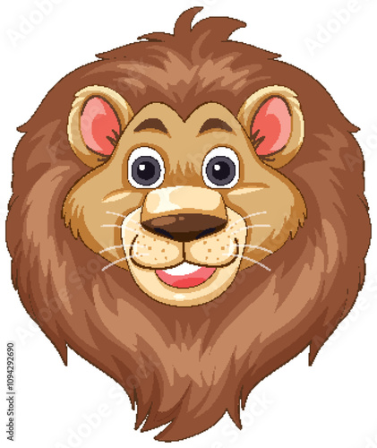 Smiling Cartoon Lion Face Illustration