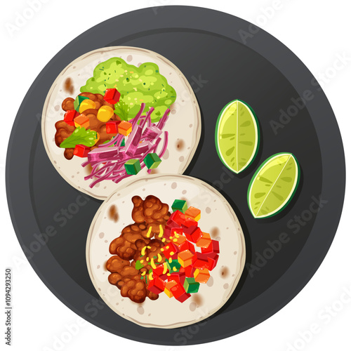 Delicious Mexican Tacos on Plate