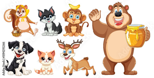 Cute Animal Friends Gathering Together