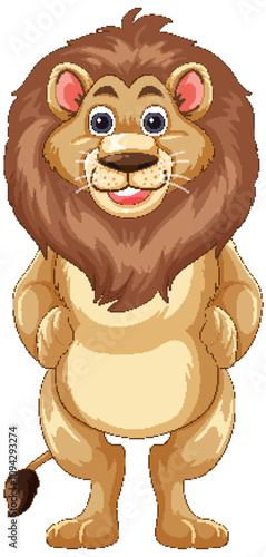 Cartoon Lion with a Cheerful Expression
