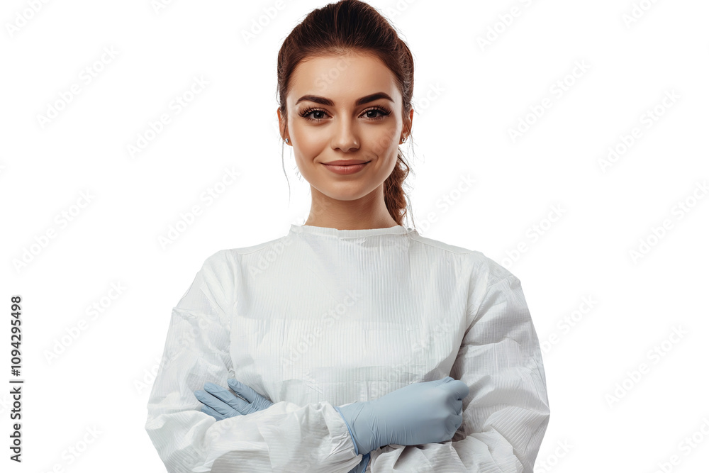 Smiling female nurse isolated on transparent background. Smiling female nurse isolated on transparent background.