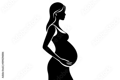 Pregnant Woman Silhouette Vector Illustration - Maternity and Motherhood Design