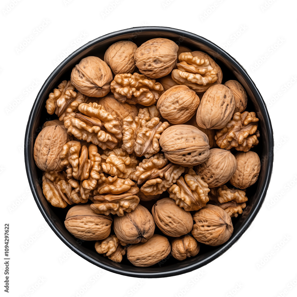 walnuts in bowl, isolated on transparent background, walnuts in bowl, isolated on transparent background,