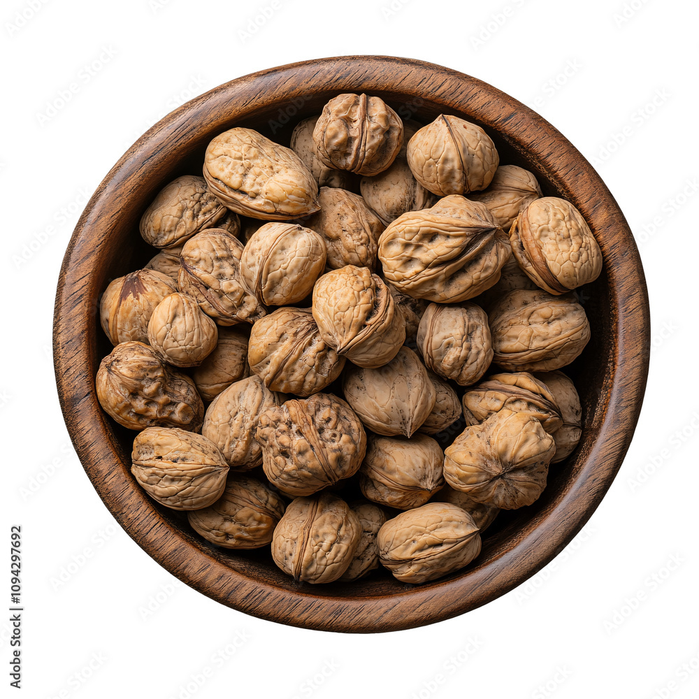 walnuts in bowl, isolated on transparent background, walnuts in bowl, isolated on transparent background,