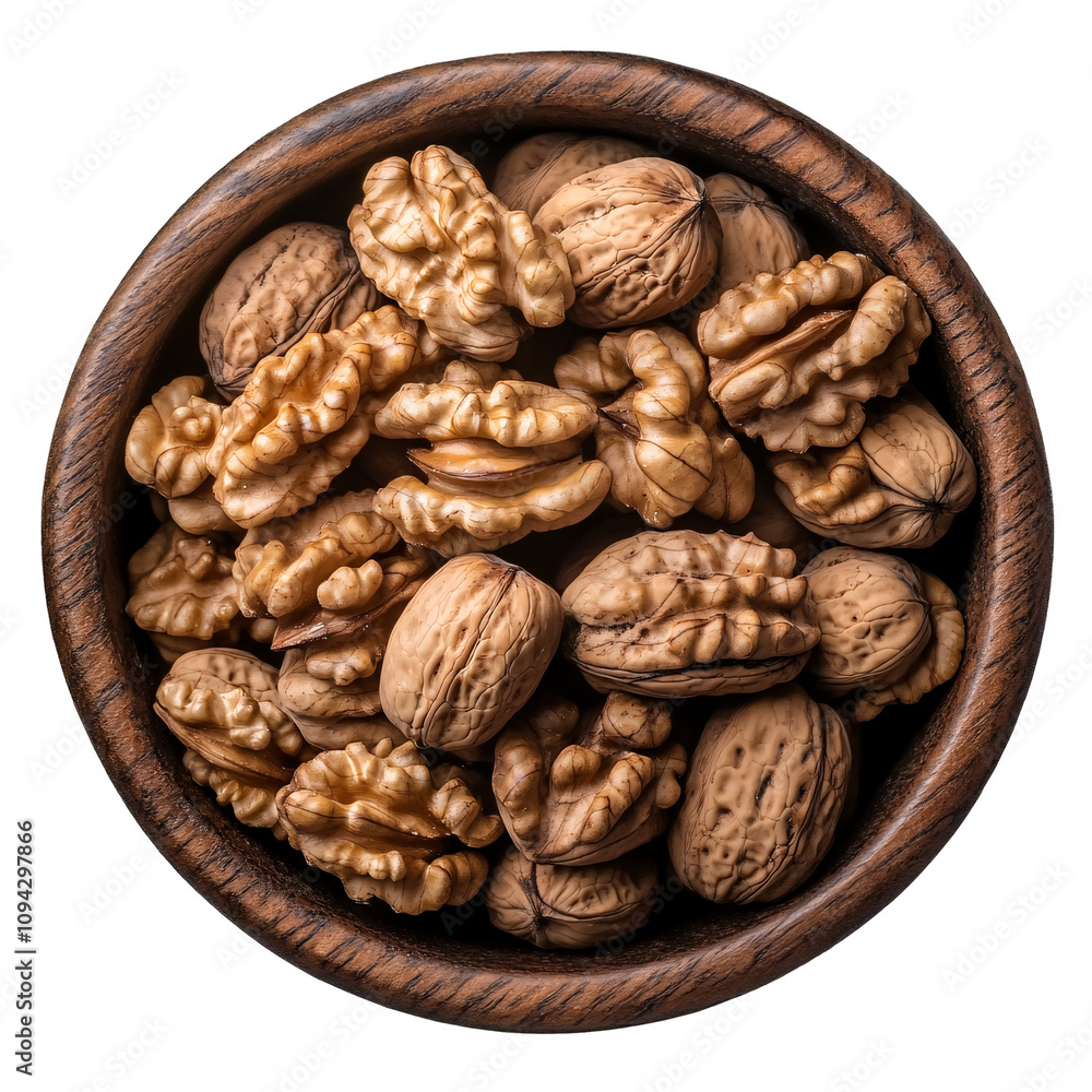 walnuts in bowl, isolated on transparent background, walnuts in bowl, isolated on transparent background,