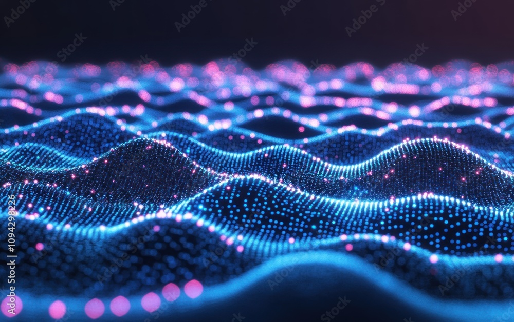 Abstract digital wave background with glowing particles. Abstract digital wave background with glowing particles.
