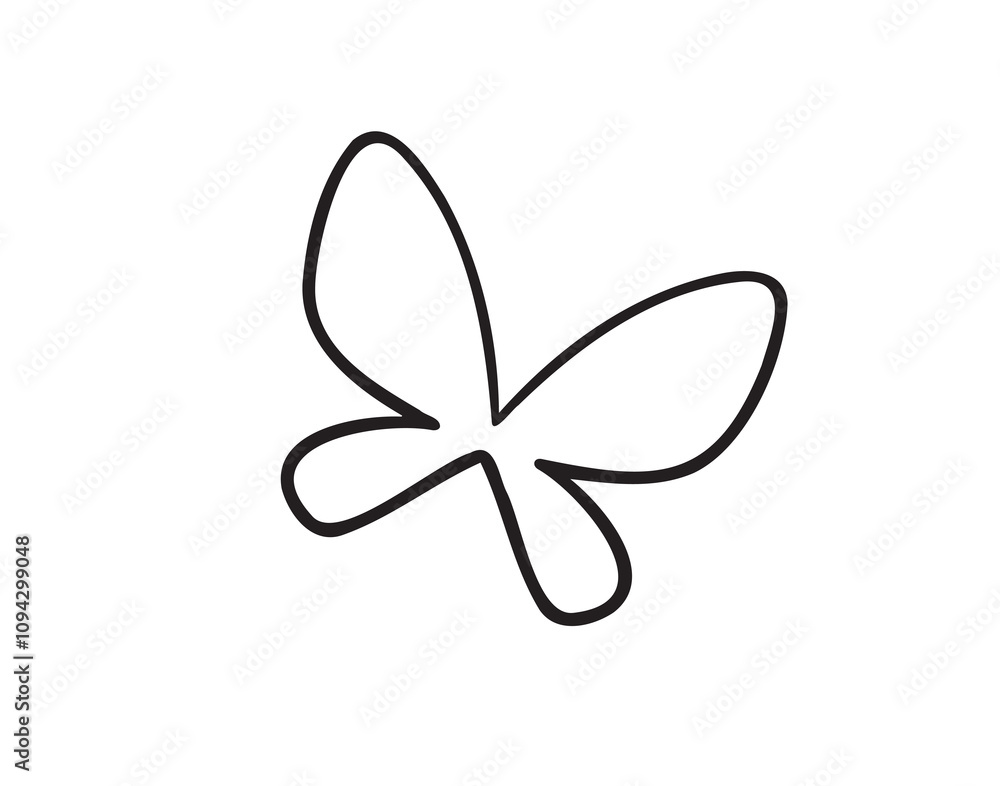 Simple line butterfly doodle hand drawn line concept icon. Simple butterfly line clipart Simple line butterfly doodle hand drawn line concept icon. Simple butterfly line clipart
